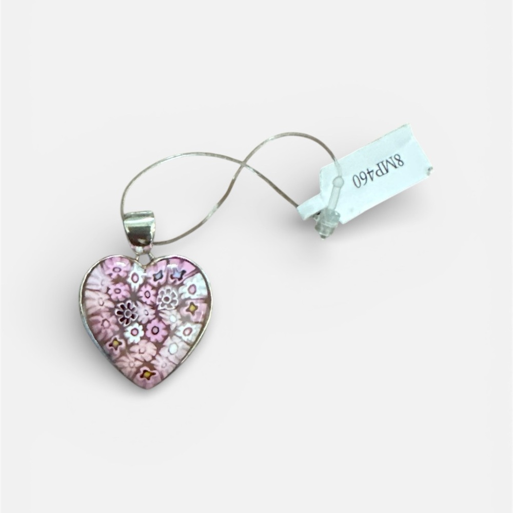 Alan K Pink Floral Heart Necklace